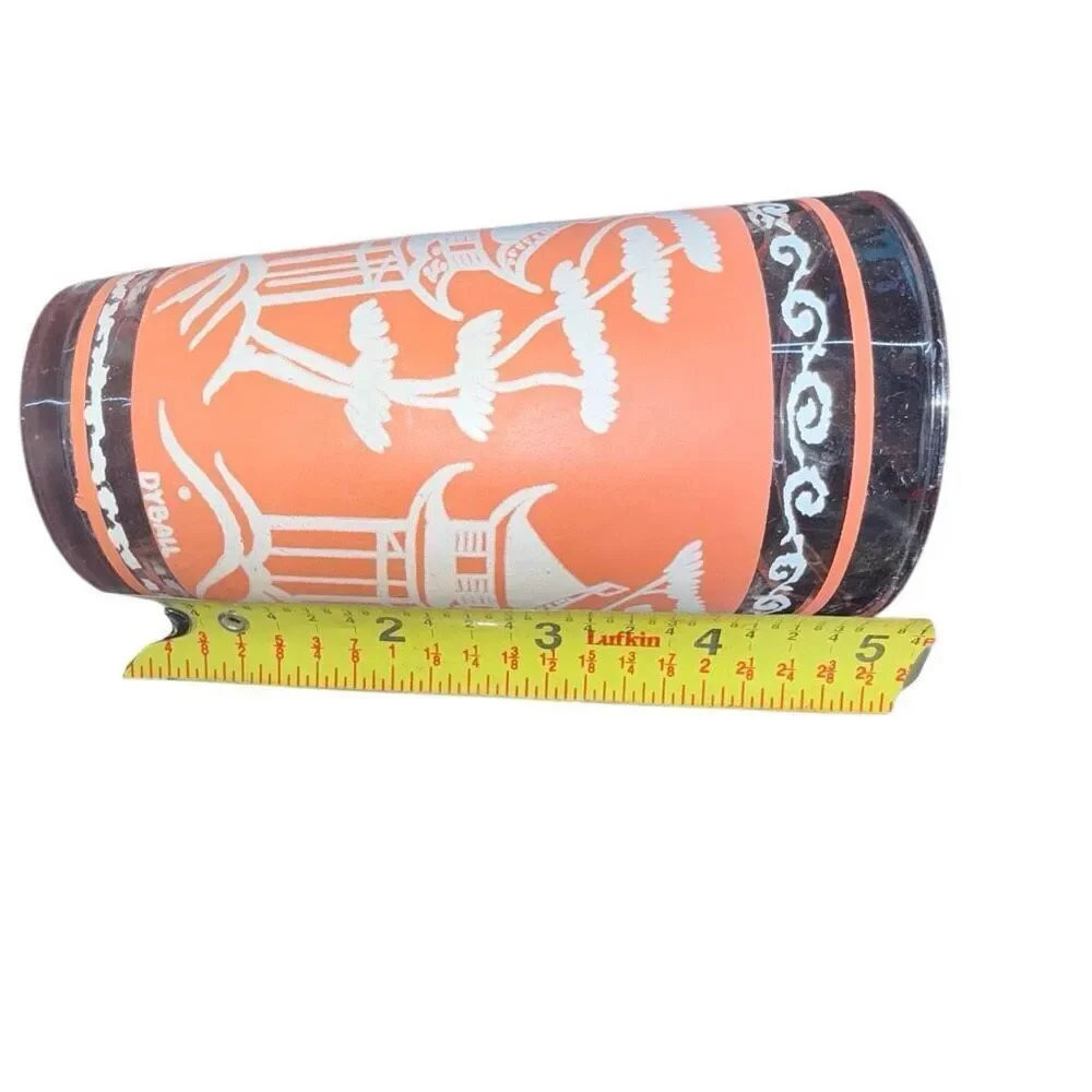 Hazel Atlas Dyball Coral Pagoda Glass Tumblers Set of 2